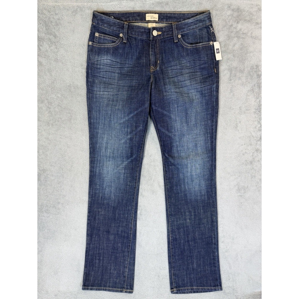 New Gap Jeans Womens‎ 8/29 Blue Dark Wash Mid Rise Curvy Straight Stretch